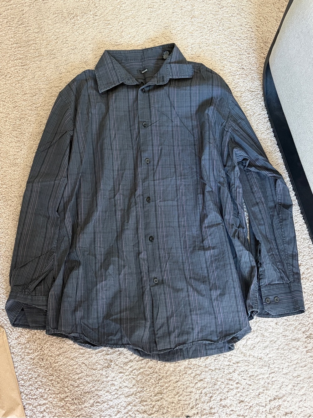 Alfani Men's Dark Gray Plaid Dress Shirt